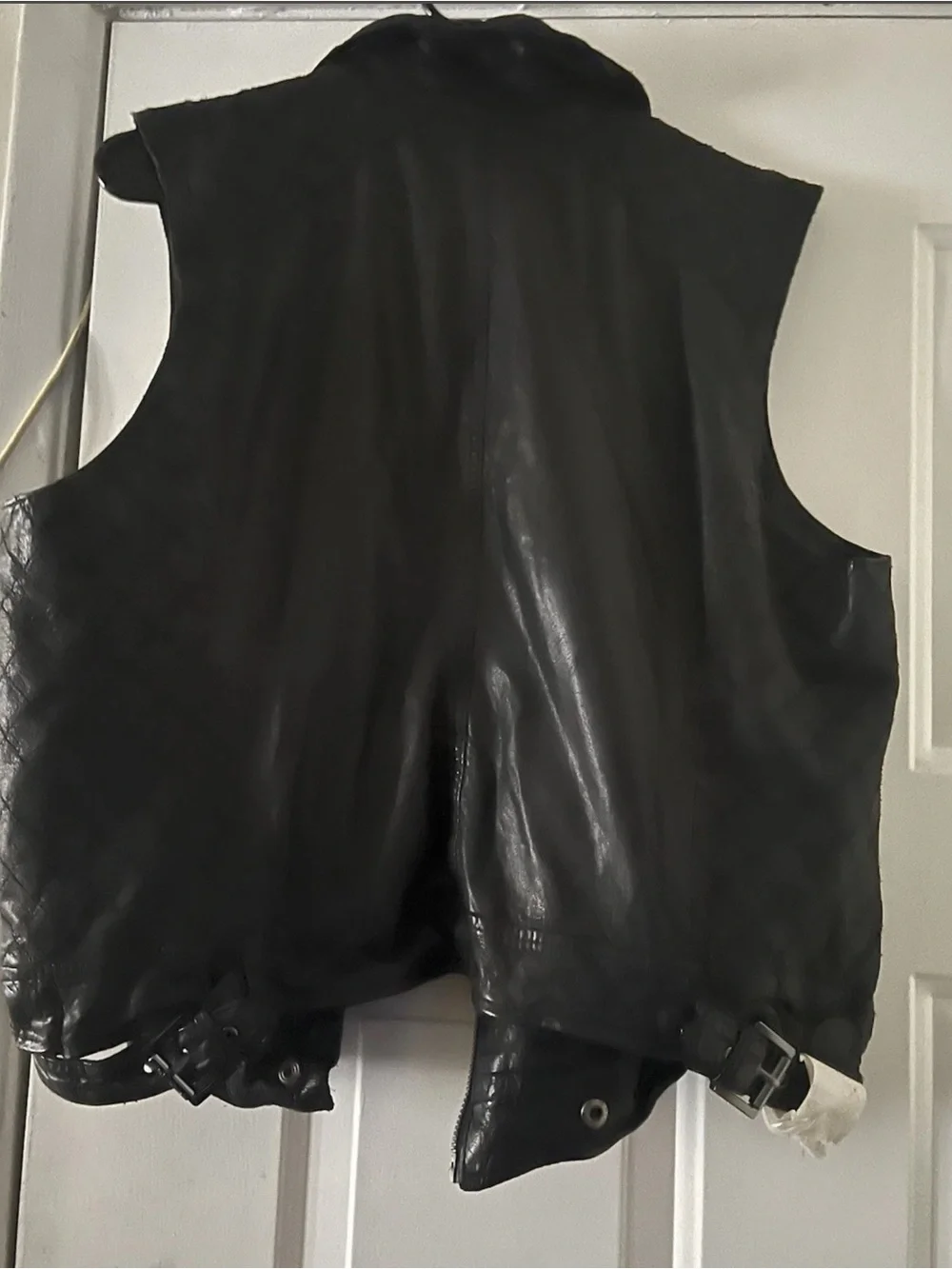 Michael Kors Black Sleeveless Leather Moto vest